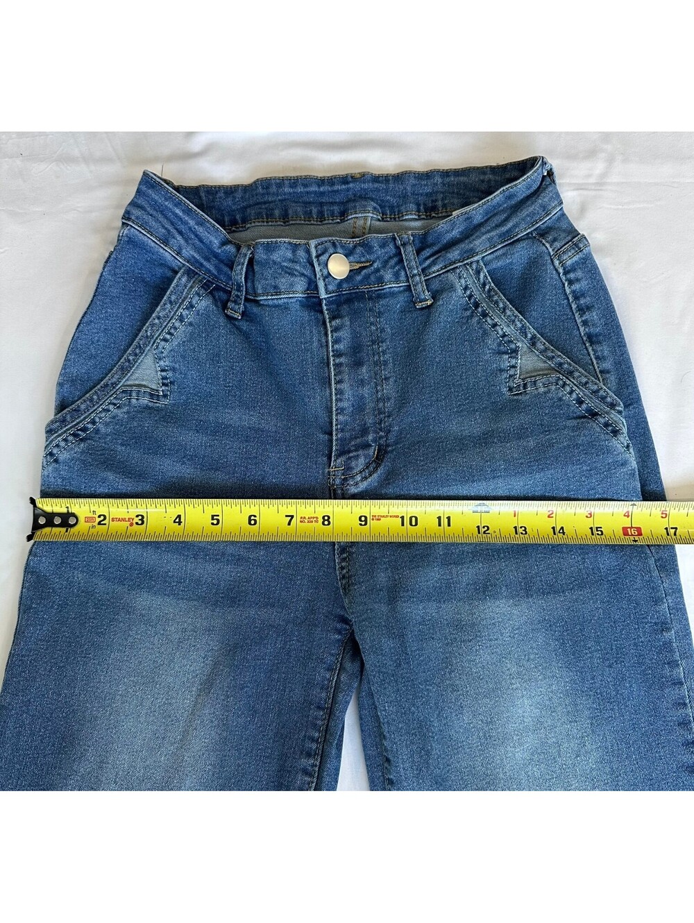 Flamingals Size Medium High Rise Wide Leg Stretch Jeans Medium Wash - Picture 8 of 10